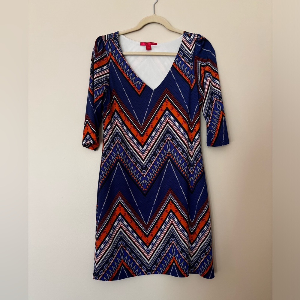 Nicole Antoni Geometric Long Sleeve Dress Size M